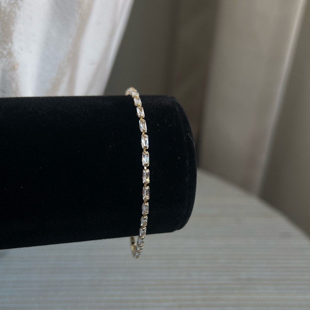Gold and Silver emerald cut tennis Bracelet